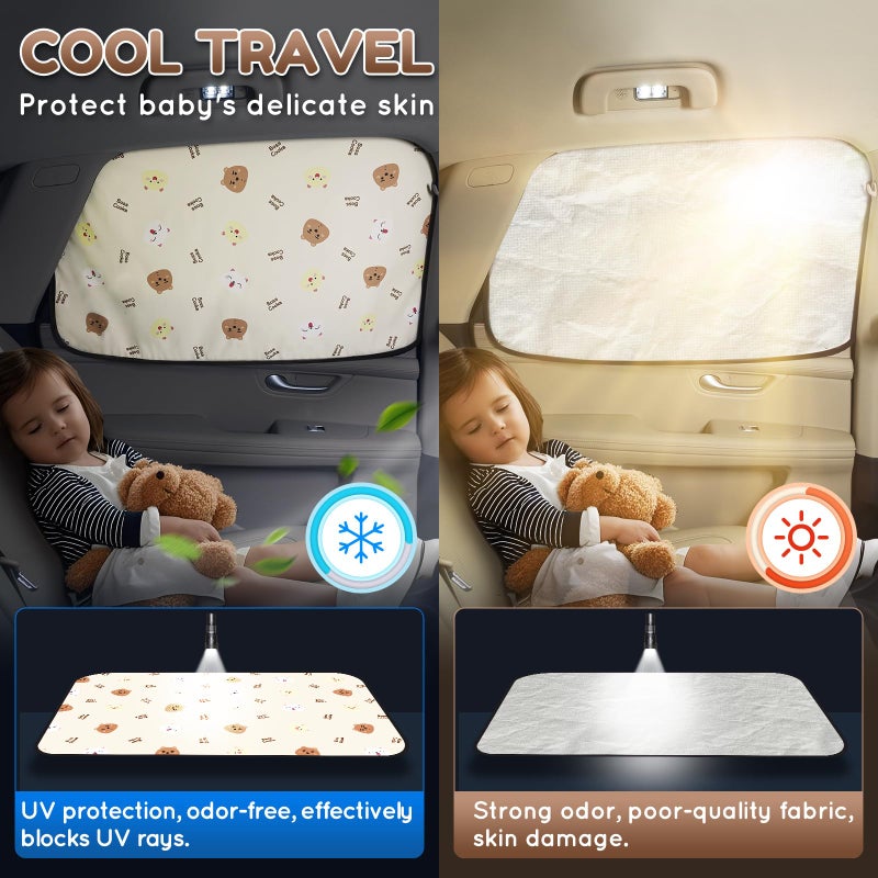 Aokway Magnetic Car Window Shades, 2Pcs Double-Layer UV Protection Car Curtains for Rear Side Window Sun Shade, Universal Fit for Baby, Driver (Black, Rear 2pcs) - Image 3